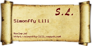 Simonffy Lili névjegykártya